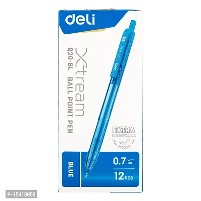 Deli Roller Lightweight Ballpoint Pen, 0.7mm Tip, Ball Point Pen Set with Soft Grip for Smooth Writing, Students, College, Office (Blue)-thumb0