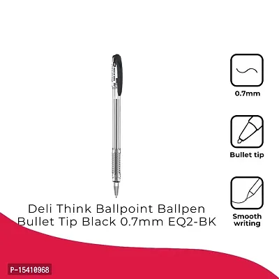 deli Ballpoint Pen for Students, Office Use,Shop  Exams Low Odor, 0.7 mm Tip Black Ball Pen, EQ2-BK, 12 Ball Pen??(Black)-thumb4