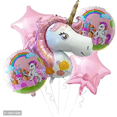 Perfect Pricee 5pcs/lot Unicorn Balloons Star Foil Balloon Unicorn Theme Party DIY Decoration Baby Boy Girl Birthday Balloon Helium Toys Balls-thumb4