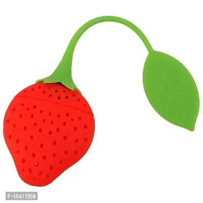 Tim Hawk Red Strawberry Shape Silicone Herbal Green Tea Infuser Filter Strainer-thumb0