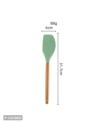 Perfect Pricee Silicone Spatula Cooking Utensils Kitchen Utensil Set Heat Resistant Wooden Handles Kitchen Gadgets Tools Set for Nonstick Assorted Color-thumb2