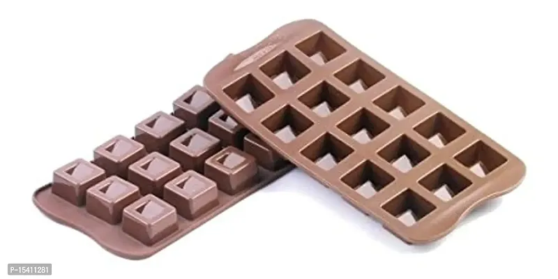 Perfect Pricee Chocolate Mould, Ice Mould, Candle Mould, Small Cake Brownie Mould, Christmas Muffins Silicone Tray (Square)-thumb2
