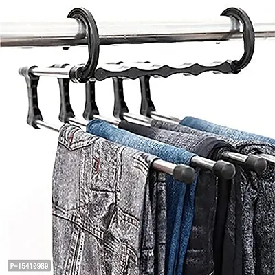 Perfect Pricee 5 in 1 Pant Rack Shelves Plastic Metal Magic Shirt Saree Dresses Scarf Hanger-thumb5