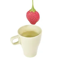 Tim Hawk Red Strawberry Shape Silicone Herbal Green Tea Infuser Filter Strainer-thumb3