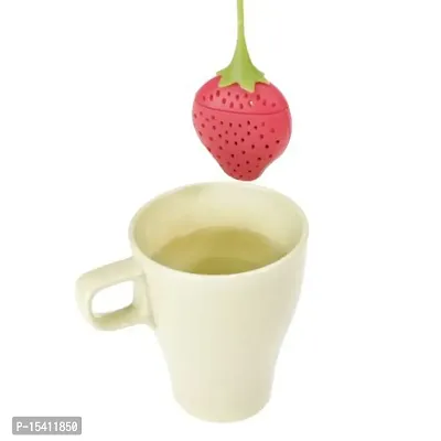 Tim Hawk Red Strawberry Shape Silicone Herbal Green Tea Infuser Filter Strainer-thumb4