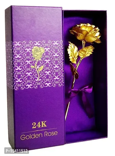 Perfect Pricee Gift Valentine Gift Golden Rose 25 Cm with Beautiful Gift Box and Carry Bag (Golden)-thumb3