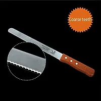 Grizzly? 1 pc 10 inch Steel Bread Knife Wide Teeth Toast Slicing Knives Cake Slicer Baking Pastry Cutter with Wooden Handle-thumb1