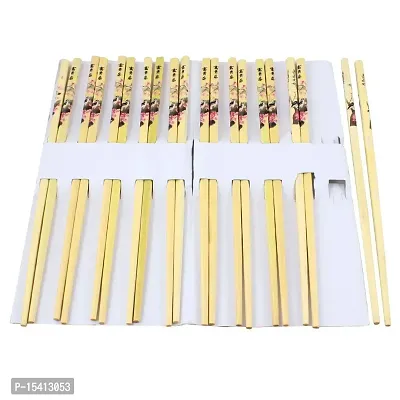 Perfect Pricee Designer Natural Round Bamboo Reusable Chopsticks, Size 9.5 Inch (Set of 10 Pairs)-thumb0