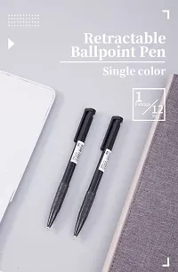 Deli Retractable Lightweight Ballpoint Pen, 0.7mm Tip, Ball Point Pen Set with Soft Grip for Smooth Writing, Students, College, Office (Black, Set of 12)-thumb2