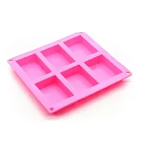 Grizzly 1 Pc Silicone 6 Cavity Rectangle Cake Mould Chocolate Soap Mould Baking Mould Soap Making Candle Craft (Rectangle Mould)-thumb3