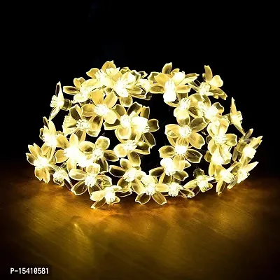 kunya Silicone Flower 16 LED, 3.5 Meter Fairy String Lights, Series Lights for Festival Home Decoration, Indoor Outdoor Decoration in Wedding, Party (Corded Electric) (Yellow Flower Led)-thumb0