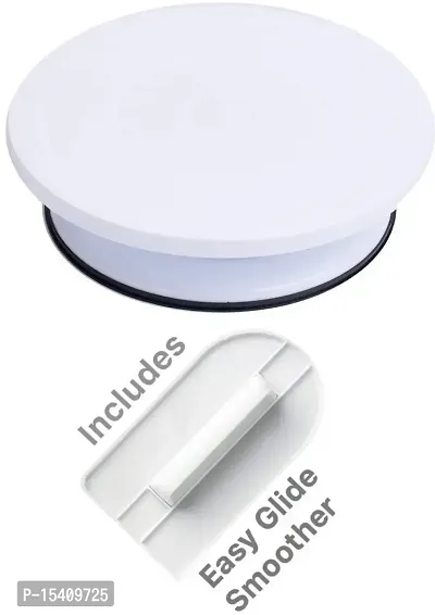 Perfect Pricee Combo Pack - Cake Turntable Revolving Cake Decorating Stand Cake Stand Sugarcraft 28cm Turntable and Easy Glide Fondant Smoother-thumb0
