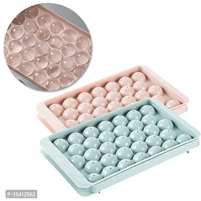 kunya Round Ice Cube Tray Ball Maker Mold for Freezer Mini Circle Making 33PCS Sphere Chilling Cocktail Whiskey Plastic Reusable Flexible Trays Molds Cocktails Keep Drinks-thumb3