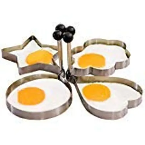 Max Home Stainless Steel Fried Egg Mold Star Heart Round Plum Flower Ring Pancake Mould Kitchen Cooking Tool, 4-Piece