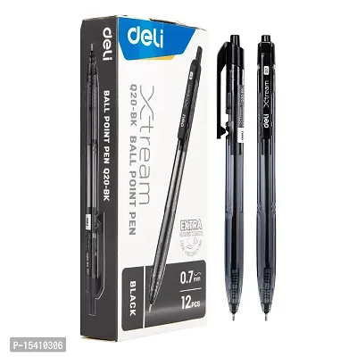 Deli Roller Lightweight Ballpoint Pen, 0.7mm Tip, Ball Point Pen Set with Soft Grip for Smooth Writing, Students, College, Office (Black)-thumb5