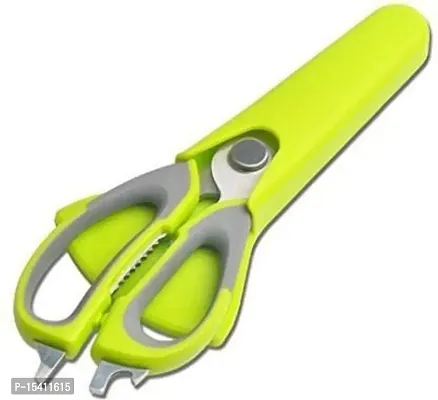 Perfect Pricee 10 in 1 Multipurpose Stainless Steel Mighty Shears Scissor for Cooking, Seafood, Cutter, Peeler, Opener, Slicer and Magnetic Cover-thumb0