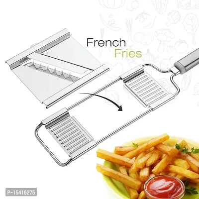 Kunya Stainless Steel 6 in 1 Multipurpose Slicer / Grater / Vegetable Cutter Full Set with 6 Blades- Silver-thumb5