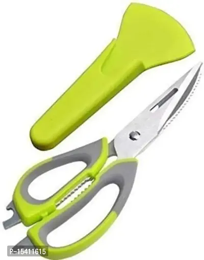 Perfect Pricee 10 in 1 Multipurpose Stainless Steel Mighty Shears Scissor for Cooking, Seafood, Cutter, Peeler, Opener, Slicer and Magnetic Cover-thumb2