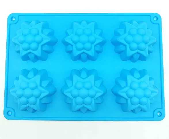 Folca? 1 Pc 6 Cavity Silicone Mould for Handmade Soap, Cake, Jelly, Pudding, Chocolate, Dessert etc (Flower Mould Design 4)