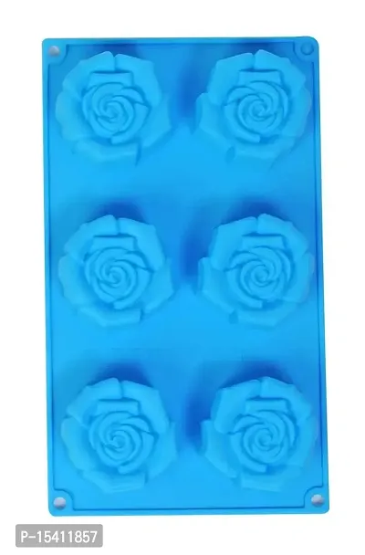 Grizzly? 1 Pc Silicone 6 Cavity, Rose Shape Cake Mould Chocolate Soap Mould Baking Mould Soap Making Candle Craft (Rose Mould)