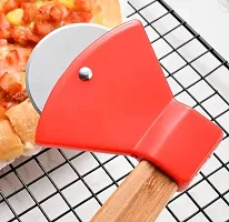 Perfect Pricee Axe Shaped Pizza Cutter with Sharp Rotating Blade for Bread, Cakes , 22.5 X 10 X 2 cm , Color- Red-thumb1