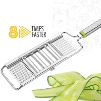 Kunya Stainless Steel 6 in 1 Multipurpose Slicer / Grater / Vegetable Cutter Full Set with 6 Blades- Silver-thumb3