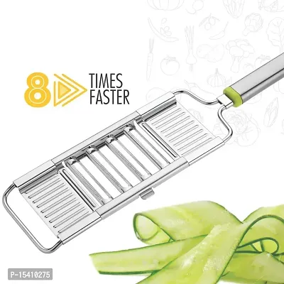 Kunya Stainless Steel 6 in 1 Multipurpose Slicer / Grater / Vegetable Cutter Full Set with 6 Blades- Silver-thumb4