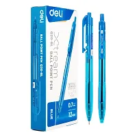 Deli Roller Lightweight Ballpoint Pen, 0.7mm Tip, Ball Point Pen Set with Soft Grip for Smooth Writing, Students, College, Office (Blue)-thumb1