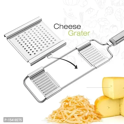 Kunya Stainless Steel 6 in 1 Multipurpose Slicer / Grater / Vegetable Cutter Full Set with 6 Blades- Silver-thumb2