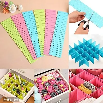 Kunya Adjustable Interlocking Drawer Clapboard Divider/Grid Closet Sorting Partition/Plastic Strips Separators Cabinet Storage Multicolor (8pc)-thumb0