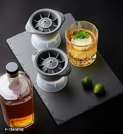 KUNYA Round Ice Cube Ball Moulds Set Ice Maker Pop-up Box Flexible Ice Maker for Part Mocktail/Cocktail Bar Beverage Whiskey Juice/Drinks (Pack of 2)-thumb2