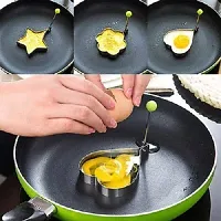 Kunya 4pcs Stainless Steel Omelette Mould Device Love Surprise Eggs Ring Model Set Heart Shape,Round Shape , Flower Shape  Star Shape Egg Mold Styling Tools, Silver.-thumb2