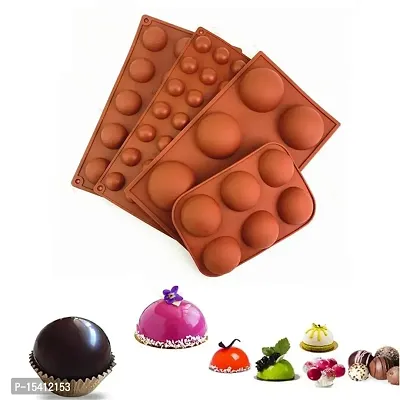 Kunya 4 Different Half Sphere Silicone Mold Half Sphere Silicone Baking Molds for Making Chocolate, Cake, Jelly, Dome Mousse-Pack of 4 (Combo) Multicolor-thumb5