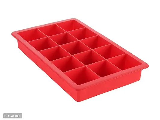 Perfect Pricee Red 15 Ice Cube Tray for Fridge, Candle Mould, Chocolate Square Cube Mould, Small Brownie Mould