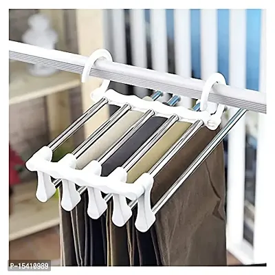 Perfect Pricee 5 in 1 Pant Rack Shelves Plastic Metal Magic Shirt Saree Dresses Scarf Hanger-thumb0