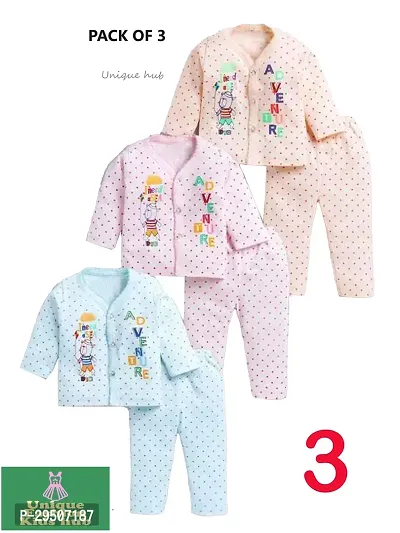 Classic Cotton Printed Top And Bottom Set Pack of 3-thumb0