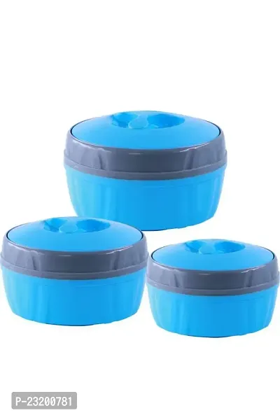 CREW4 Hot Chef (530 ML, 1000 ML, 1900 ML) BLUE Pack of 3 Thermoware Casserole Set-thumb0