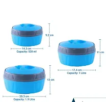 CREW4 Hot Chef (530 ML, 1000 ML, 1900 ML) BLUE Pack of 3 Thermoware Casserole Set-thumb2
