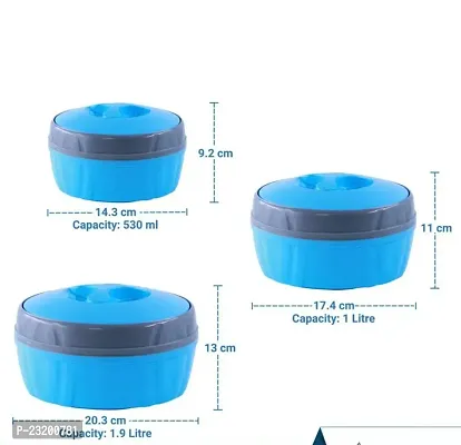CREW4 Hot Chef (530 ML, 1000 ML, 1900 ML) BLUE Pack of 3 Thermoware Casserole Set-thumb3