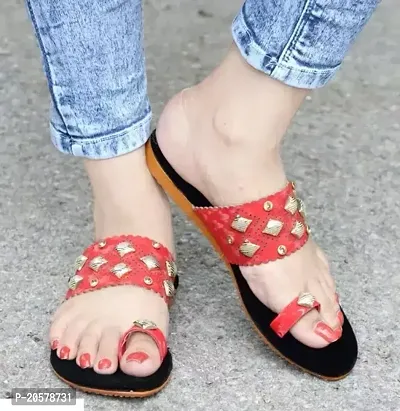 Elegant Red Velvet Fashion Flats For Women-thumb0