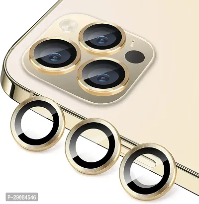 Camera Glass Lens Protector Ring for iPhone 14 Pro  iPhone 14 Pro Max Case Friendly with Easy Installation, Pack of 3 (Gold)-thumb0