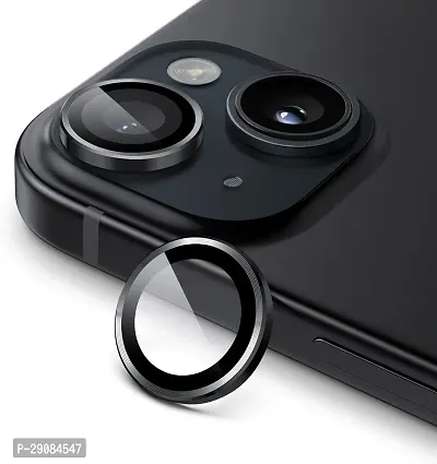 Camera Glass Lens Protector Ring for iPhone 15  iPhone 15 Plus Case Friendly with Easy Installation, Pack of 3 (Black)-thumb0