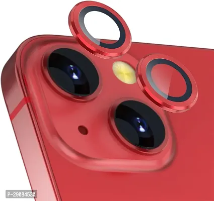 Camera Glass Lens Protector Ring for iPhone 13  iPhone 13 Mini Case Friendly with Easy Installation, Pack of 3 ( Red )-thumb0