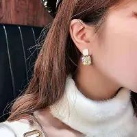 Gold Plated Stone Decor Finish White Stone Decor Korean Earrings Cubic Zirconia Cubic Zirconia Alloy Stud Earring-thumb1