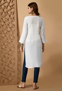 Cool White Color Lucknowee Handwork Chikankari A-Iine Kurta-thumb1