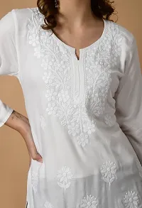 Cool White Color Lucknowee Handwork Chikankari A-Iine Kurta-thumb4