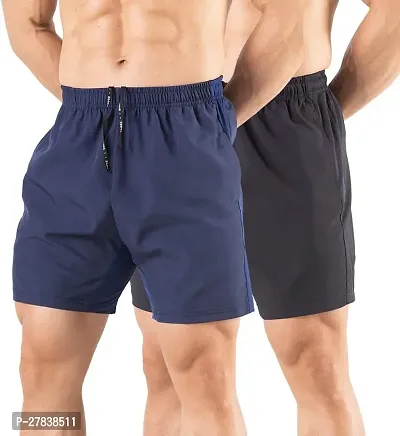 Stylish Blue And Black Polycotton Solid Basic Boxer Combo For Men Pack Of 2