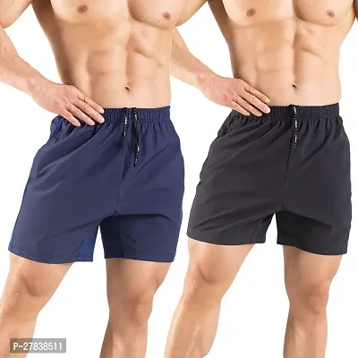 Stylish Blue And Black Polycotton Solid Basic Boxer Combo For Men Pack Of 2-thumb2