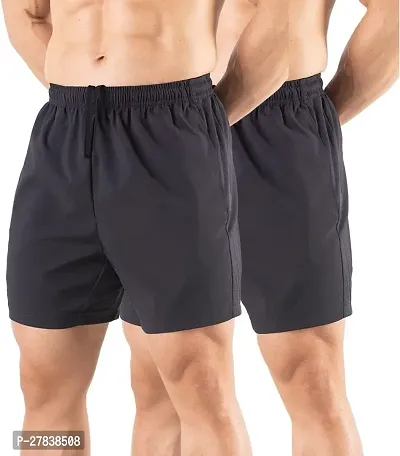 Stylish Black Polycotton Solid Basic Boxer Combo For Men Pack Of 2-thumb0