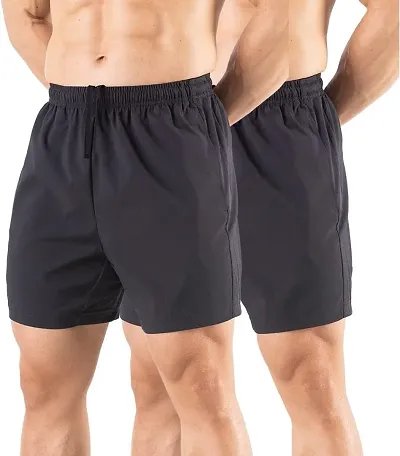 Stylish Polycotton Solid Basic Boxer Combo Pack Of 2 For Men